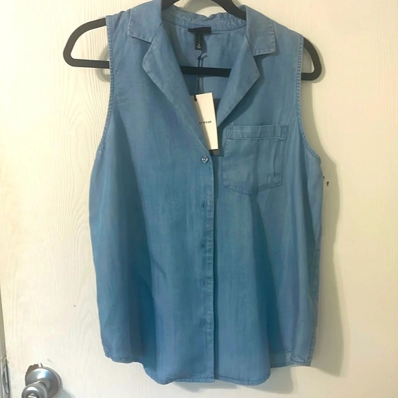 NWT Who What Where Denim Jean vest Light Weight Cardigan size small - Picture 1 of 5